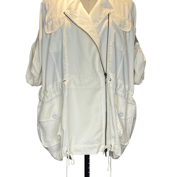 CATHERINE MELANDRINO White 100% Silk Utility Jacket Quiet Luxury Plus Size 14 - Picture 10 of 16